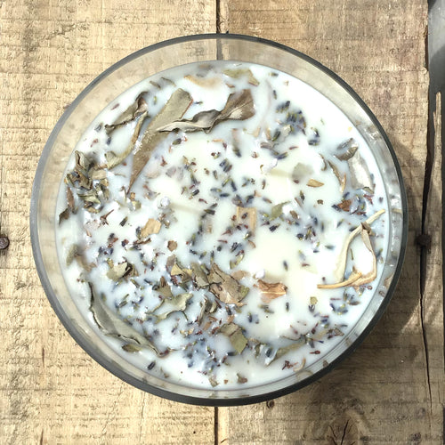 Lavender + White Sage Aromatherapy Candle – 3 Wick Soy Wax